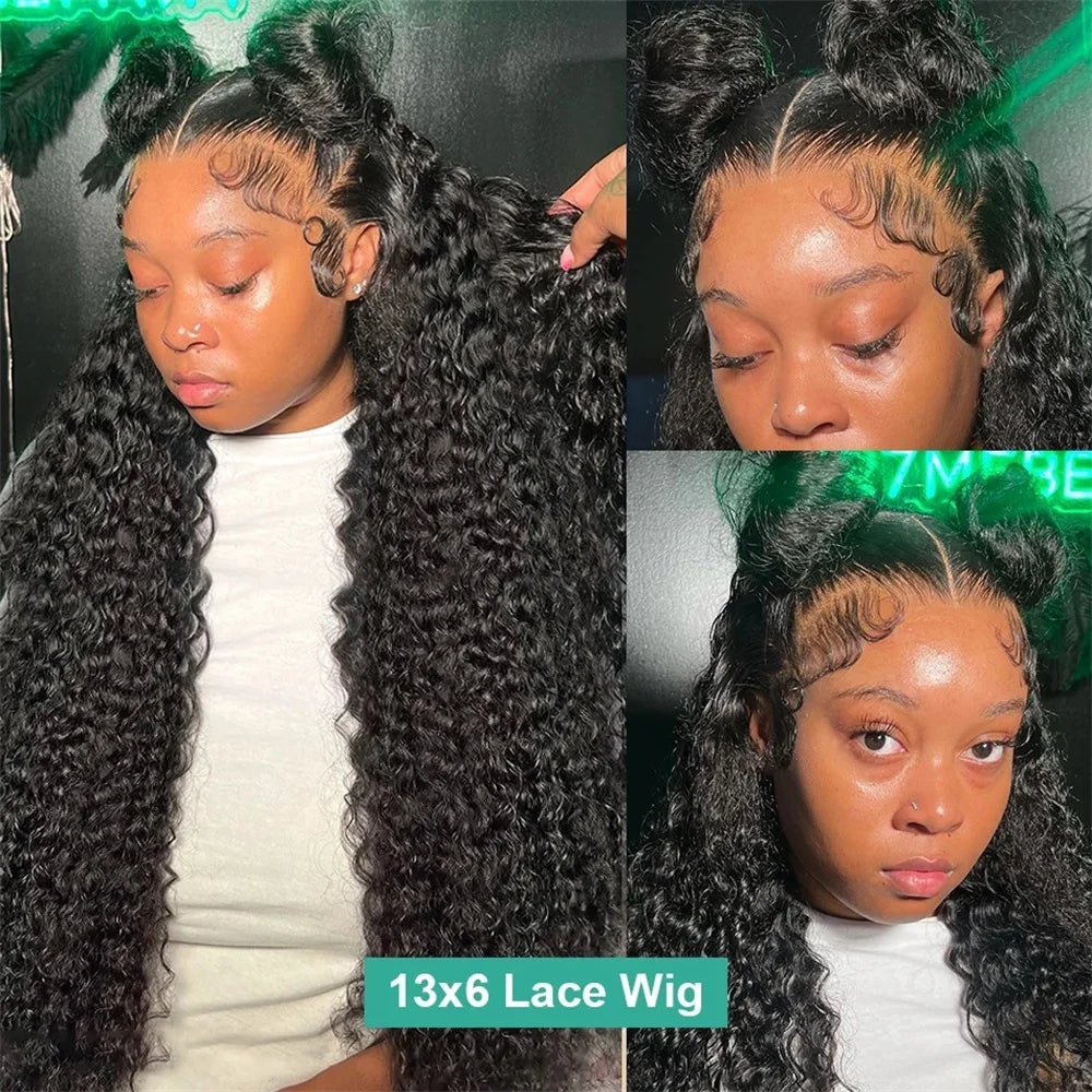 13x4 13x6 Water Wave HD Lace Front Wigs For Black Women Pre Plucked With Baby Hair Curly Human Hair Wigs Deep Wave Closure Wigs