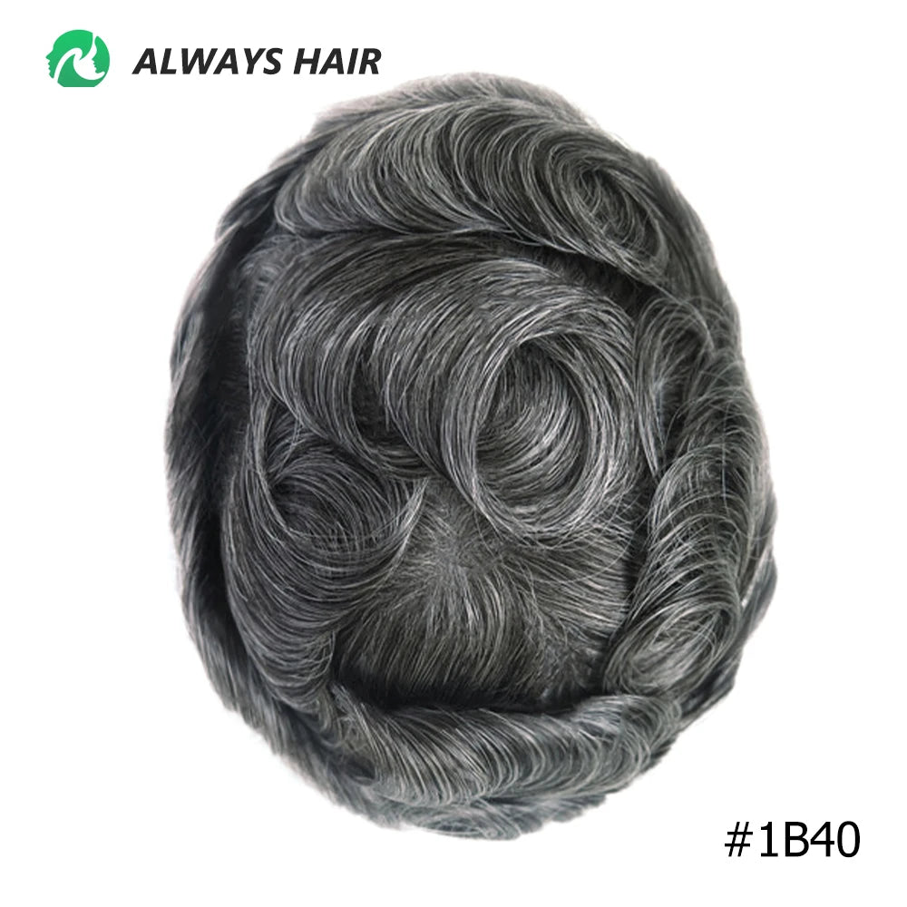 Alwayshair-DUAR Q6 Hair System Invisible Hairline Men Toupee Lace & PU Natural Indian Hair Prosthesis 130 Hair Patch for Man Wig