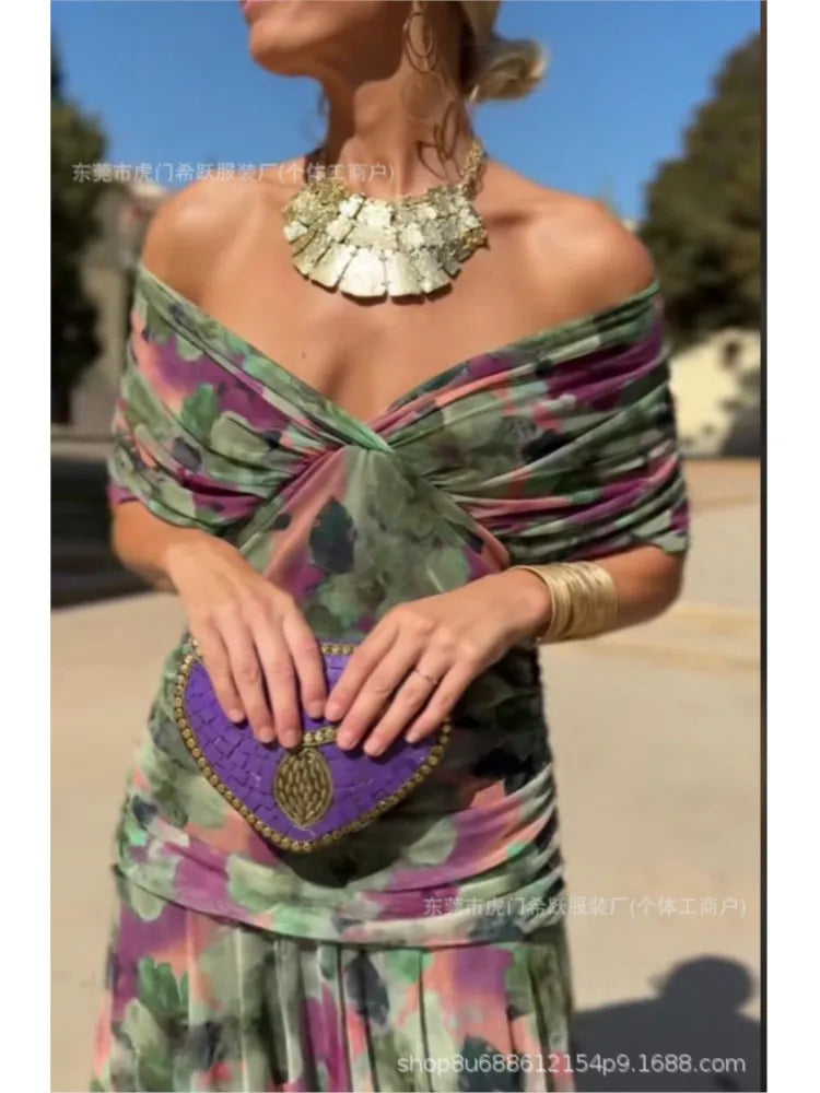 Sexy Slanted Shoulders And Rotator Sleeves Dress For Women Autumn Fashion Smudge Casual Party Hip-pack Evening Dresses Female