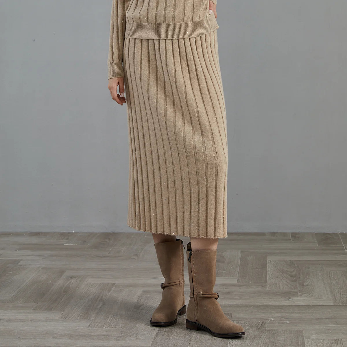 BC725 Women's Pure Cashmere Midi Skirt High Quality Luxury Brand Autumn Winter Fashion Elegant Clothing for Ladies