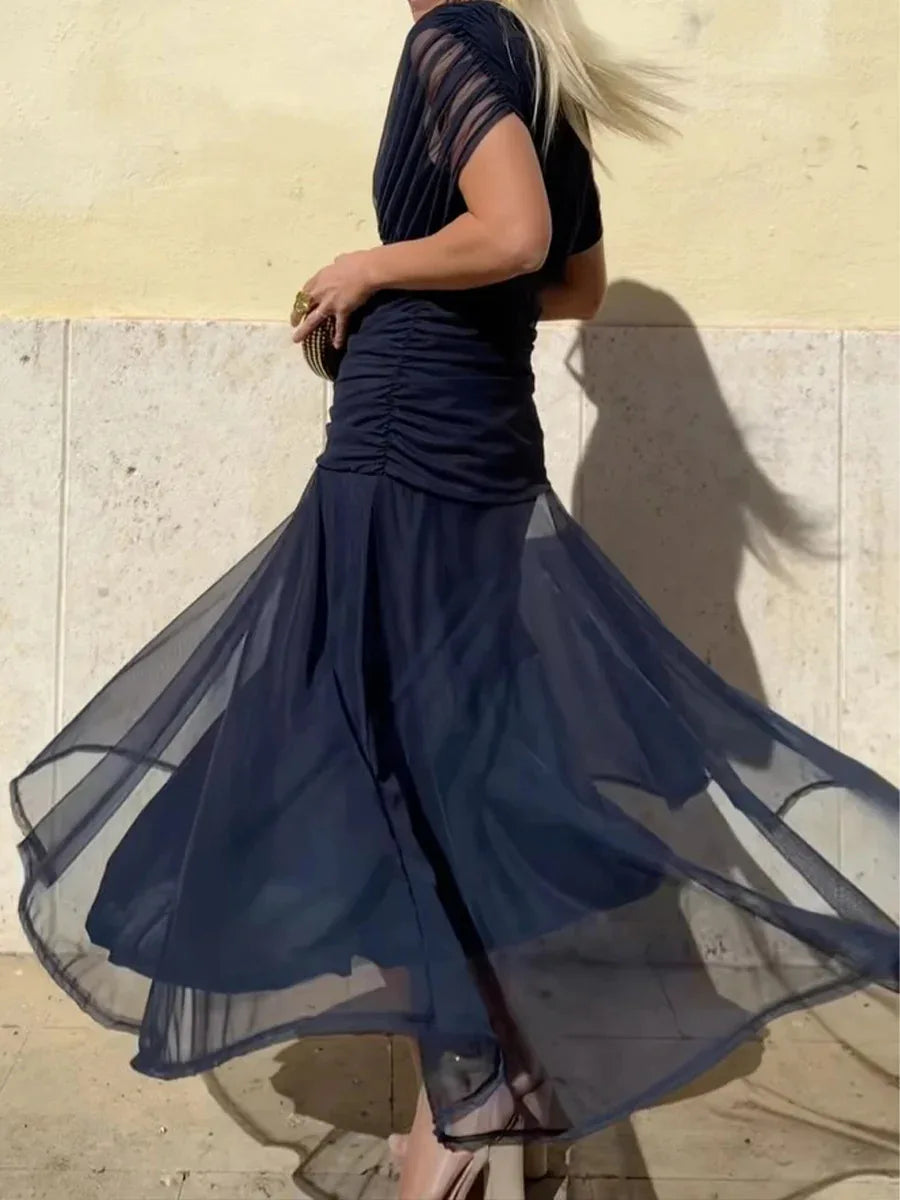 Sexy Slanted Shoulders And Rotator Sleeves Dress For Women Autumn Fashion Smudge Casual Party Hip-pack Evening Dresses Female