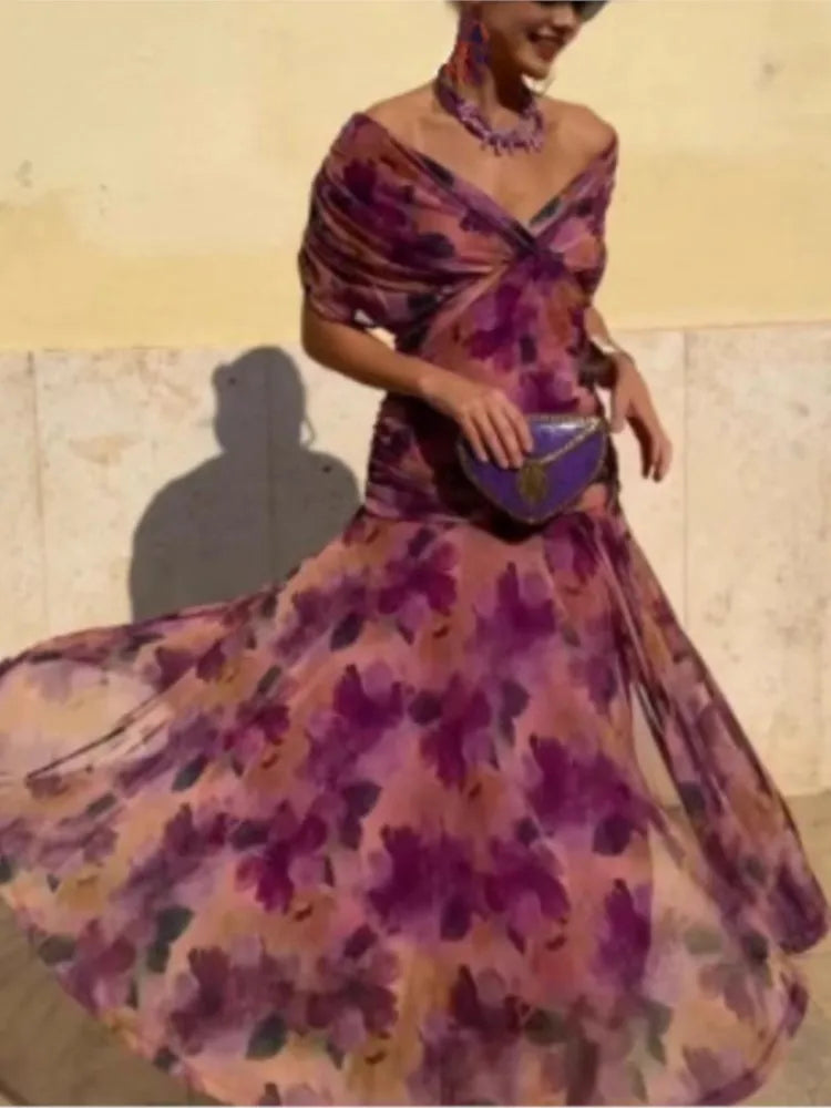 Sexy Slanted Shoulders And Rotator Sleeves Dress For Women Autumn Fashion Smudge Casual Party Hip-pack Evening Dresses Female