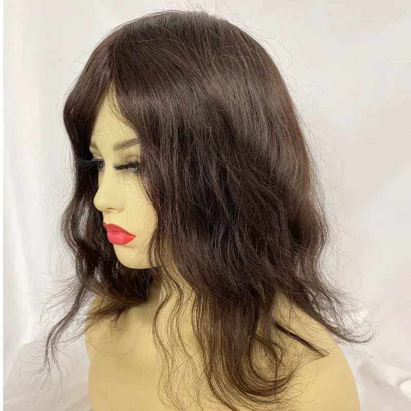 12 Inch Ultra Thin Skin Men Toupee Long V-loop Full PU Hair Replacement System For Men Wigs 10''x8'' Base 1B/40 Color