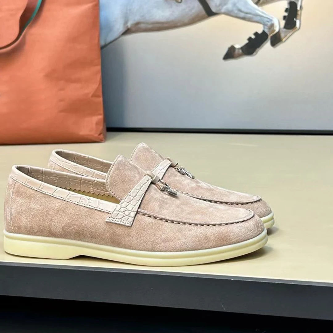 2025 women top quality Crocodile leather splicing cashmere leather low-top casual leather muller shoes flat loafers