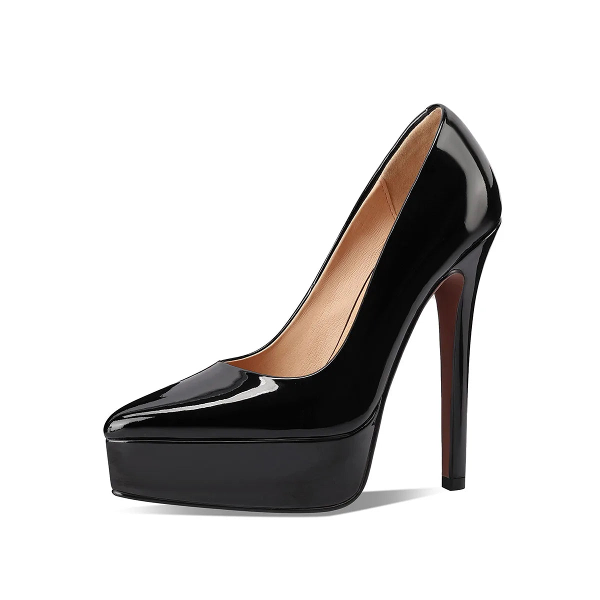 Arden Furtado Spring Platform Thin heel cowhide Patent Leather Pumps Pointed Toe Shallow Super high heel commute Single shoe
