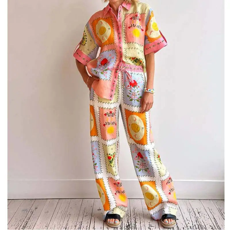 Summer Bathing Suit Cover Up 2025 Pareo Clothing Beach Outfits 2 Piece Sets Women Wear Casual And Fashionable Linen Shirt Print