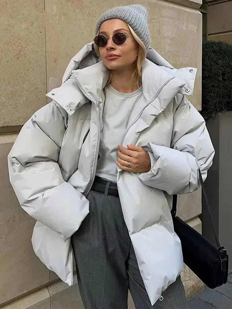 Zekye Winter Solid Color Jacket Zip-up Women's Lightweight Padded Bomber Jacket Long Sleeve Coats Ladies Coat Womens 2024