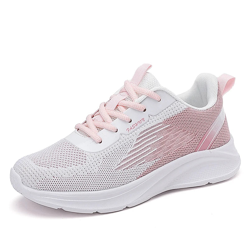 Summer Women Shoes Fashion Casual Soft Sole Lightweight Running Shoes Flyknit Mesh Breathable Sports Shoes Large