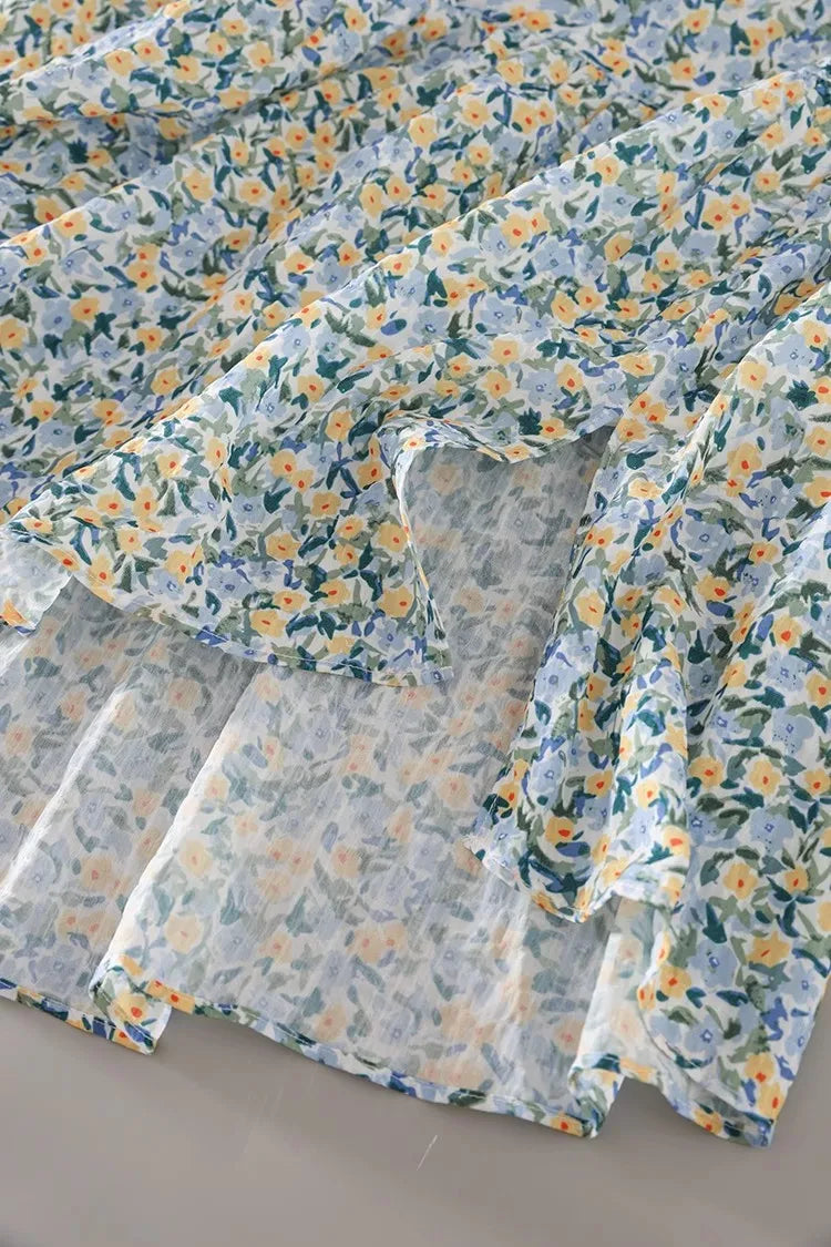 Women Skirt 2024 Summer New Fashion Temperament Gentle Vintage A-line Side Slit Skirt Slim Versatile Waist