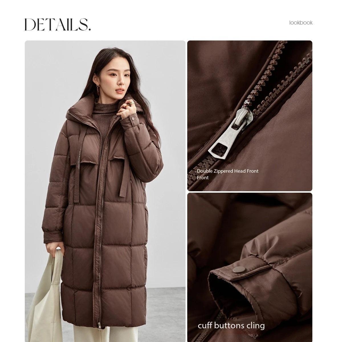 SENTUBILA Women's Long Parkas 2025 Winter Padding Coat Oversized Stand Neck Hooded Zipper Warm Outerwear Woman Clothes W44M58169