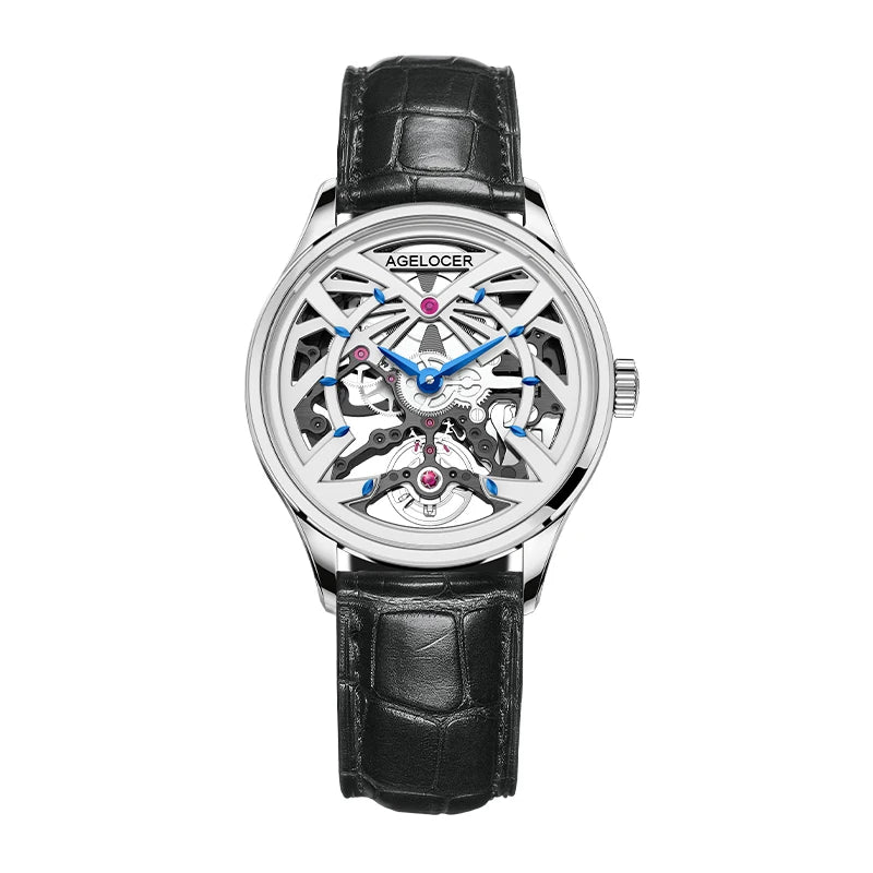 AGELOCER Original Schwarzwald Watch Women's Business Luxury Watch Skeleton Automatic Mechanical Watch Birthday Gift for Women
