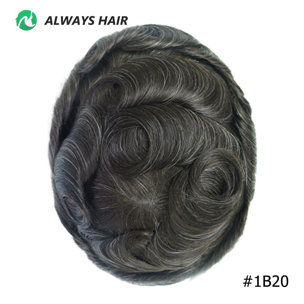 Alwayshair-DUAR Q6 Hair System Invisible Hairline Men Toupee Lace & PU Natural Indian Hair Prosthesis 130 Hair Patch for Man Wig