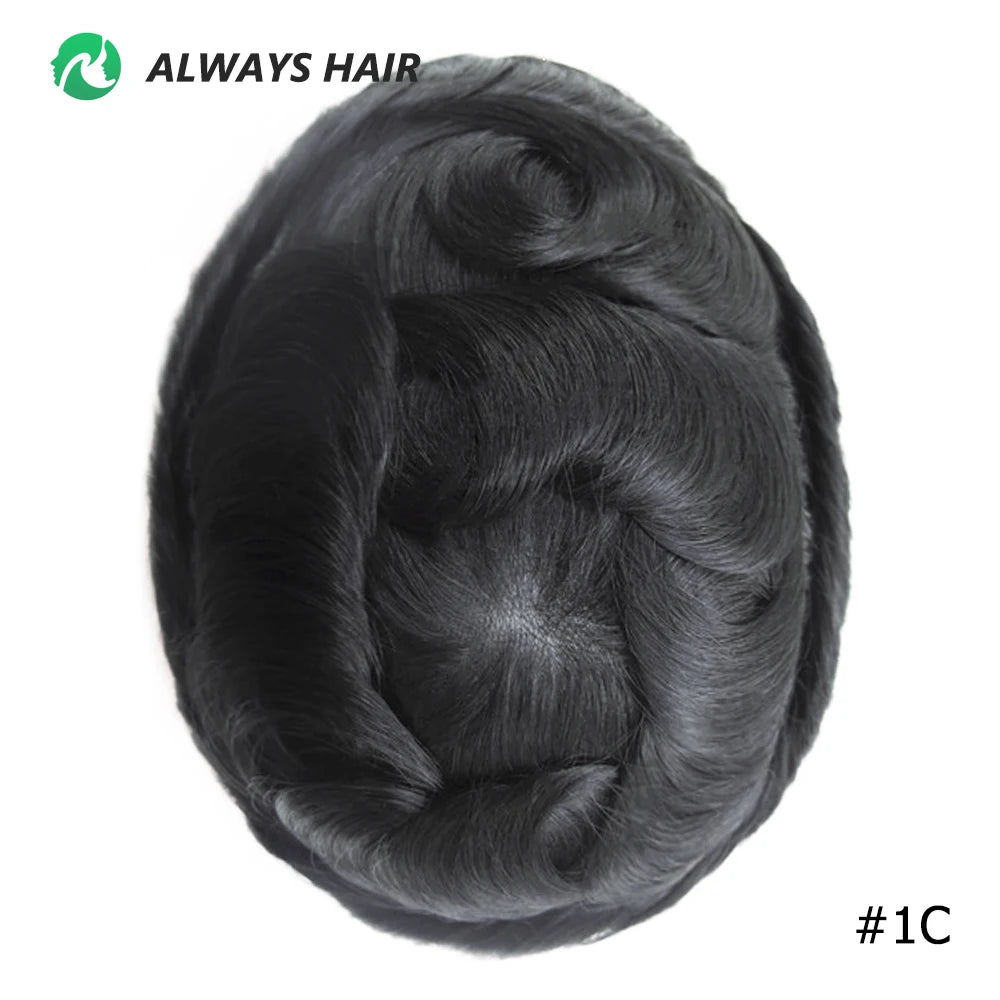 Alwayshair-DUAR Q6 Hair System Invisible Hairline Men Toupee Lace & PU Natural Indian Hair Prosthesis 130 Hair Patch for Man Wig