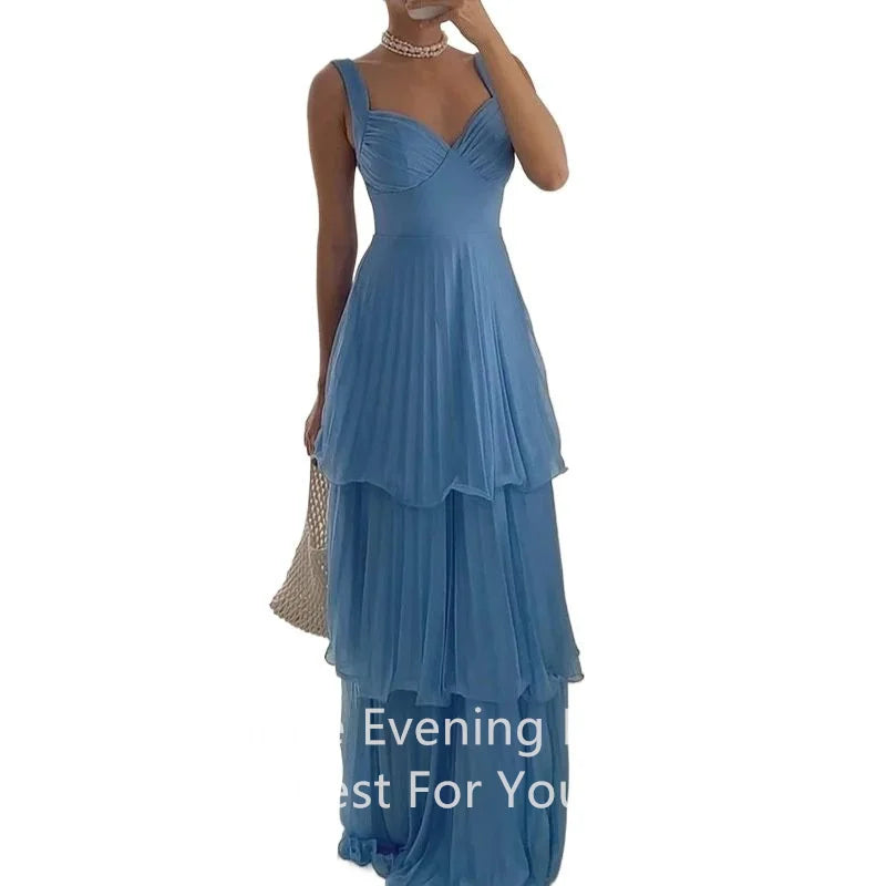 SoDigne Arabic Evening Dresses Spaghetti Strap V-Neck Formal Dress Floor-Length Wedding Guest Prom Party Gown 2025 Customized