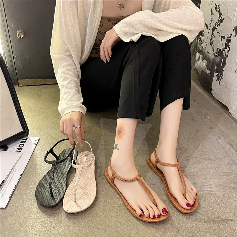 Summer Womens Bohemian Sandals Flat Flip Flops Casual Beach Shoes Comfort Open Toe Outdoor Slippers