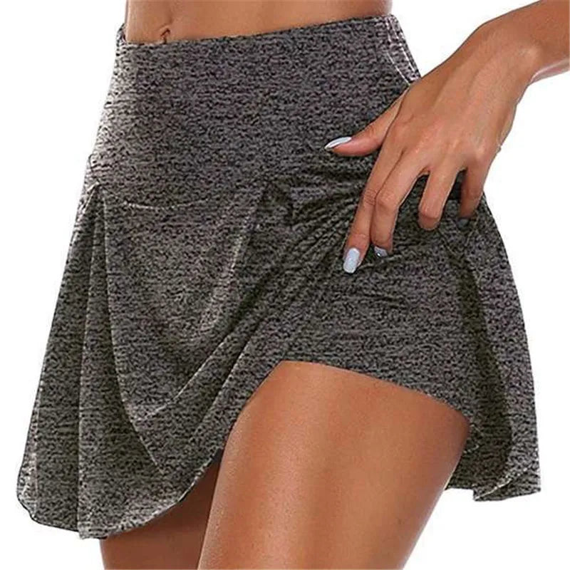 Summer Women Sprints Tennis Dance Fitness Short Skirts Quick Drying Solid Female Lining High Waist Mini Skirts Shorts DF4987