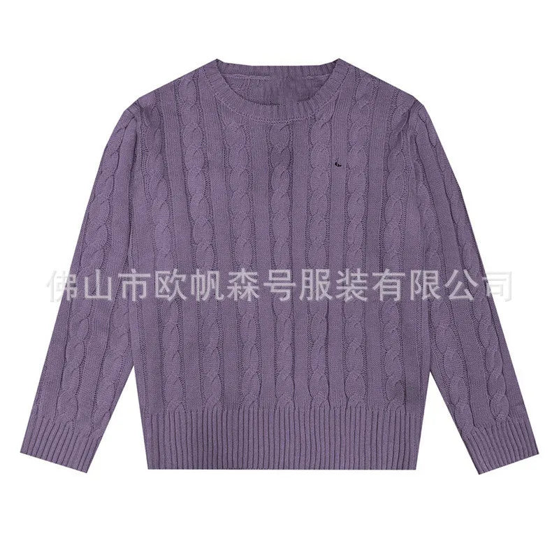 Classic Knitted round Neck Sweater Embroidered Basic Twist Autumn Winter Trendy Brand New LF Small Label Small Horse