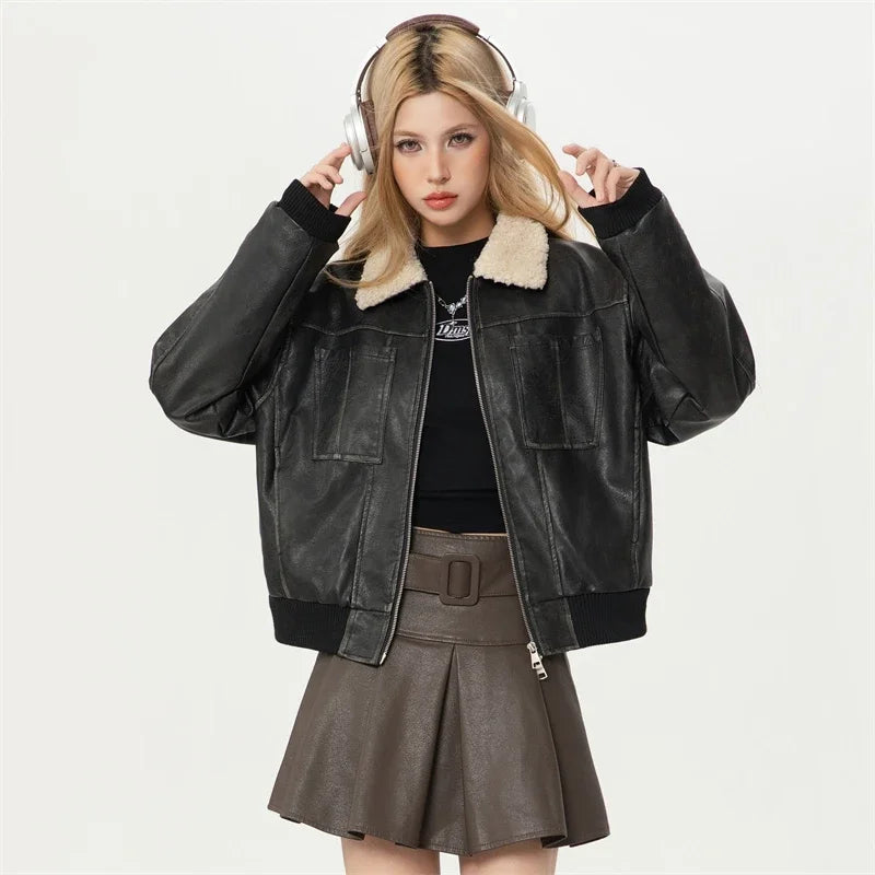 Winter Coats Woman 2024 New in Outerwears Jackets for Women Offers Female Outer Faux Fur Coat Women's Motorcycle Leather Jacket