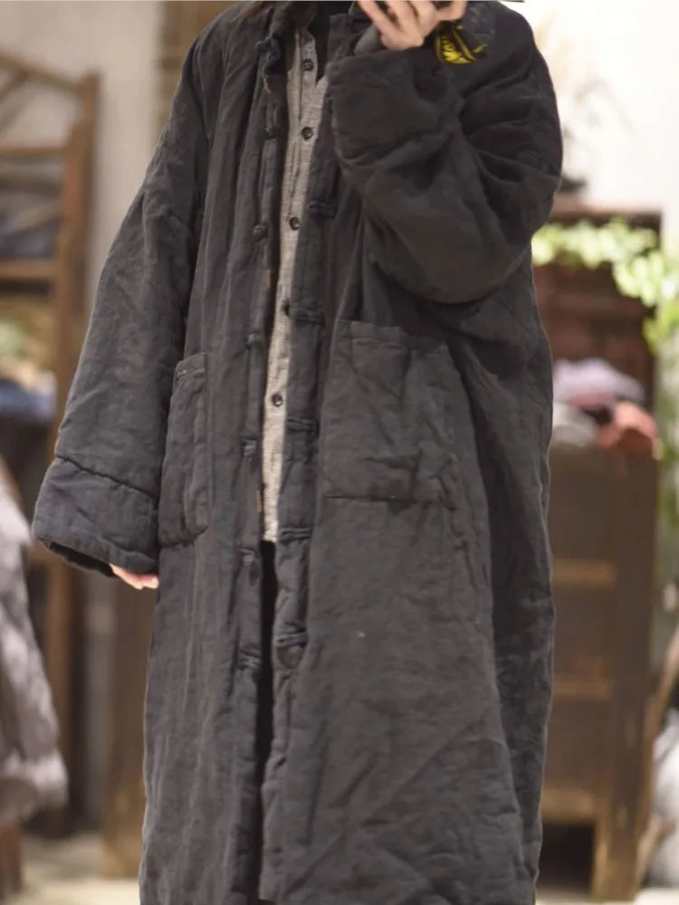 Women Winter Padded Long coat Parkas Ladies Vintage Topcoat Female 2024 Stand Collar Parkas