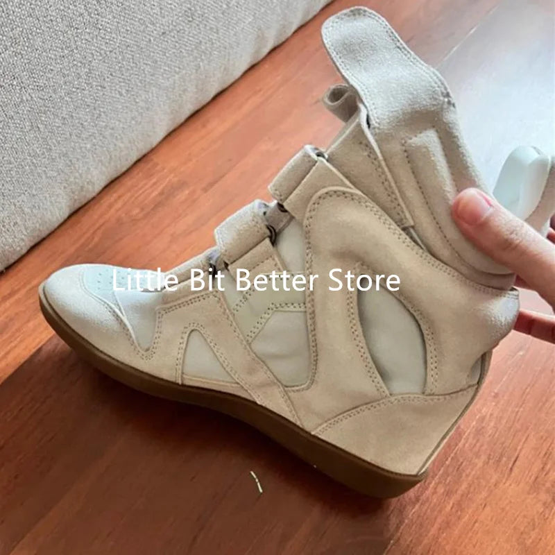 Autumn Winter Luxury Brand Design Women Ankle Boots Fashion Height Increasing Casual Shoes Leather Women Motorcycle Boots 2026
