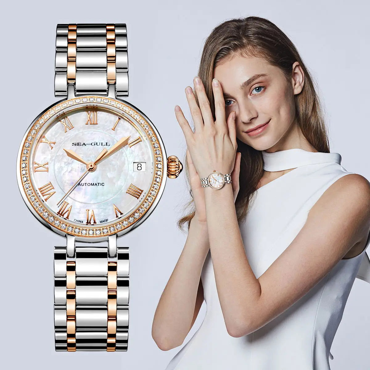 2023 Seagull Ladies Watch Automatic Mechanical Wristwatch Ultra-Thin Casual Simple Roman Holiday Sapphire Women Watch 816.417L
