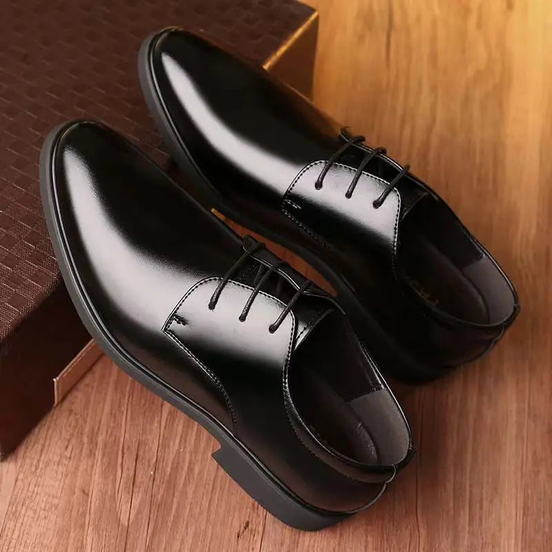 Spring Autumn Mens Work Shoes Heightening Single Men Shoes  British Casual Business Formal Leather Shoes Quality Casual Footwear