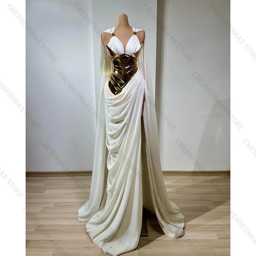 Chic Special Evening Dresses With Side Slit Sleeveless Party Dresses For Women Vestidos Para Mujer