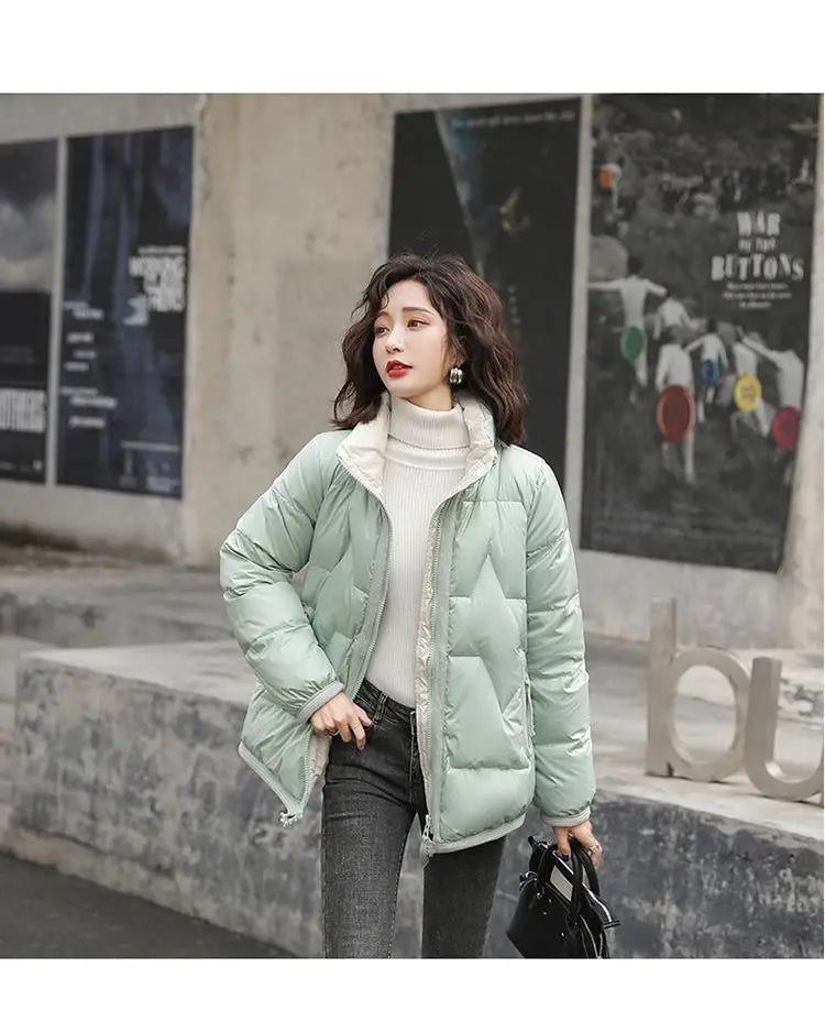 Women Short Cotton Coat Winter Solid Pockets Decoration Warm Windbreak Casual Thick Bread Ladies Jacket High Quality