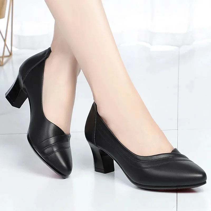 Women Cute Sweet Comfort Spring & Summer Office Bow Tie High Heel Shoes Lady Classic Hotel Work Black Pumps Zapatos Mujer B38