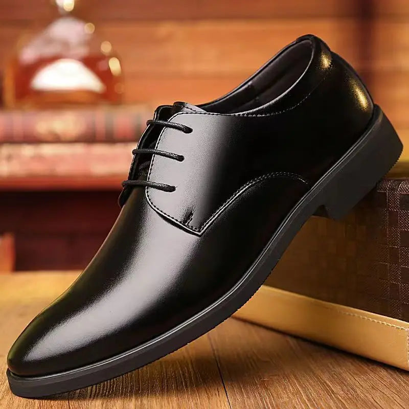 Spring Autumn Mens Work Shoes Heightening Single Men Shoes  British Casual Business Formal Leather Shoes Quality Casual Footwear