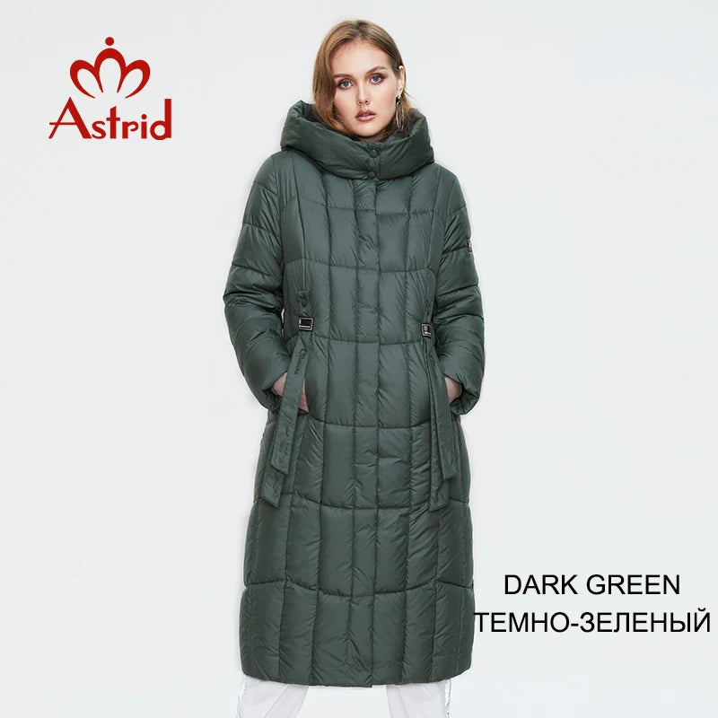 Astrid 2022 New Winter Women's coat women long warm parka Plaid fashion thick Jacket hooded large sizes female clothing 9546