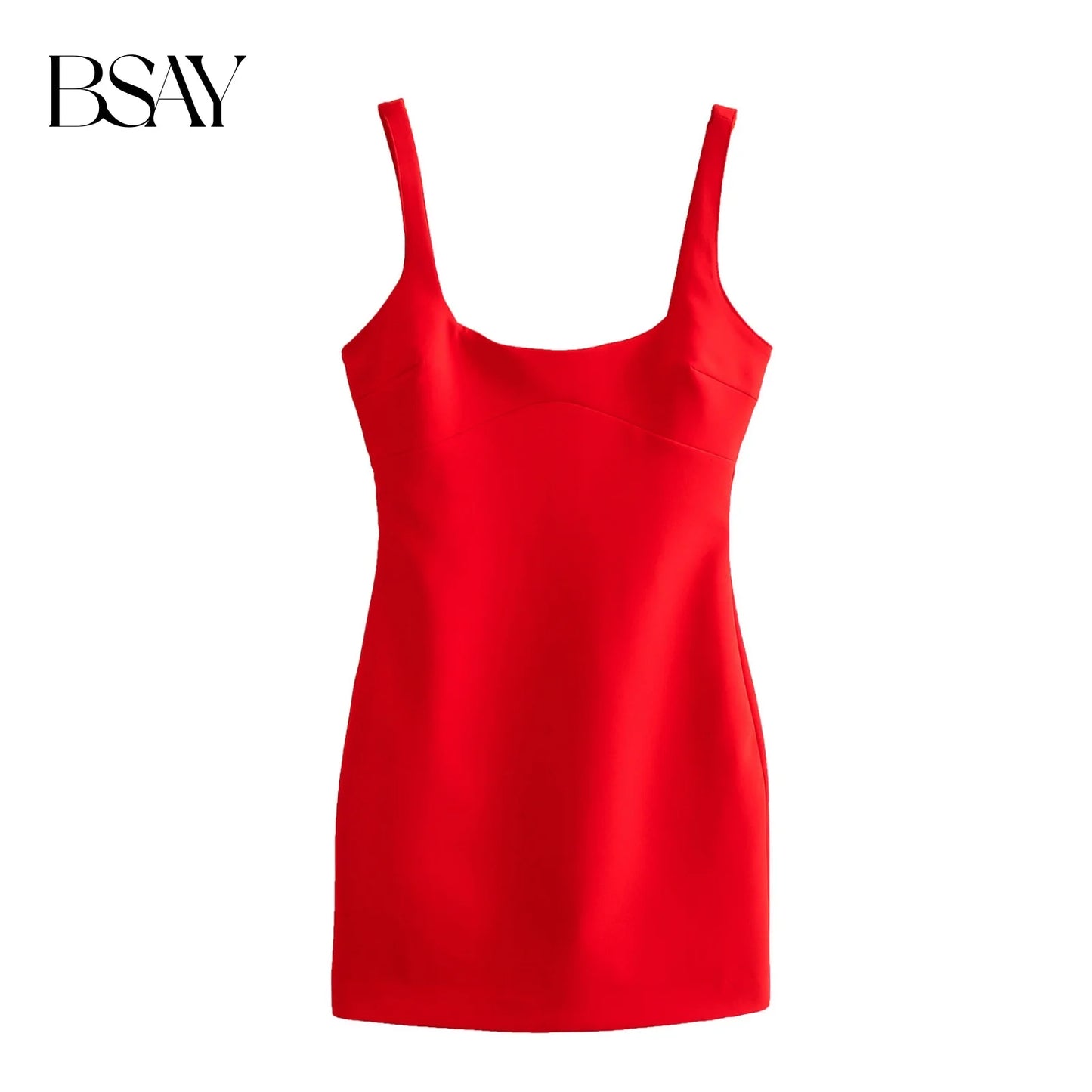 BSAY Women Fashion Summer Sexi Hot Slim Back Zip Sleeveless Backless Sling O-Neck Mini Dress Chic Female Evening Mujer