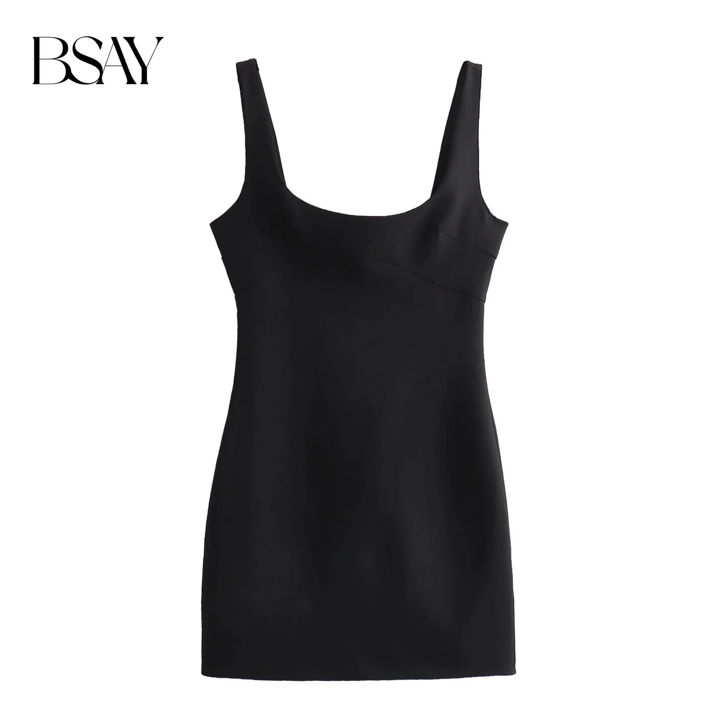 BSAY Women Fashion Summer Sexi Hot Slim Back Zip Sleeveless Backless Sling O-Neck Mini Dress Chic Female Evening Mujer