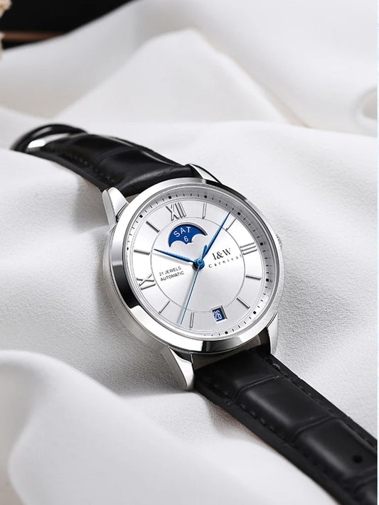 Switzerland Brand I&W New Moon Phase Automatic Watch for Women Sapphire Mechanical Watches Calendar MIYOTA Movement Reloj Mujer