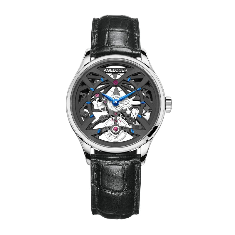 AGELOCER Original Schwarzwald Watch Women's Business Luxury Watch Skeleton Automatic Mechanical Watch Birthday Gift for Women
