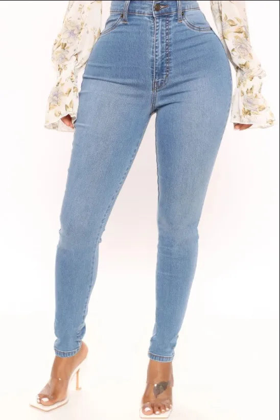 Denim Pencil Pants Jeans Women Streetwear 2025 Skinny Stretch High Waist Washed Pockets Basis Ankle Length Trousers Distressed