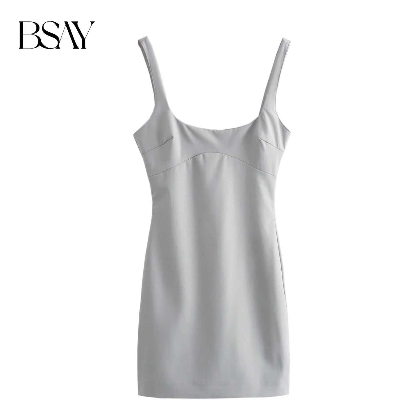 BSAY Women Fashion Summer Sexi Hot Slim Back Zip Sleeveless Backless Sling O-Neck Mini Dress Chic Female Evening Mujer