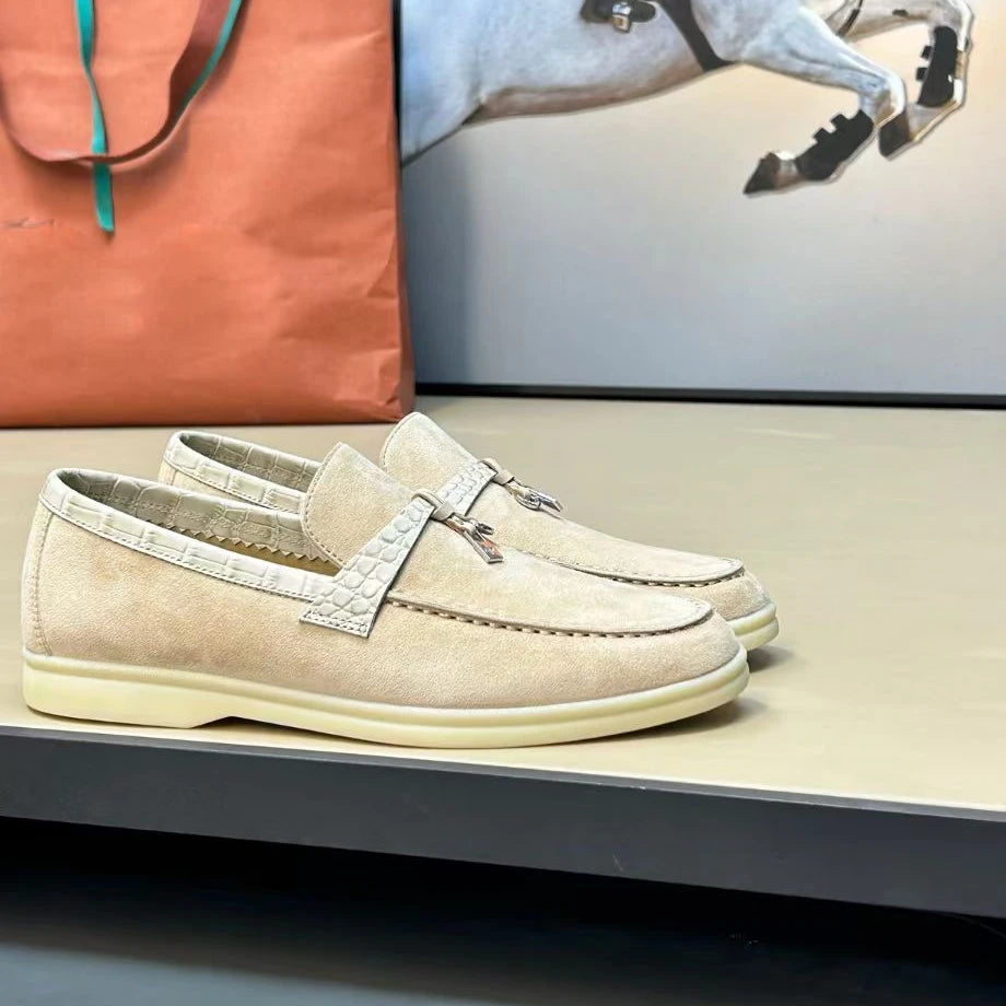 2025 women top quality Crocodile leather splicing cashmere leather low-top casual leather muller shoes flat loafers