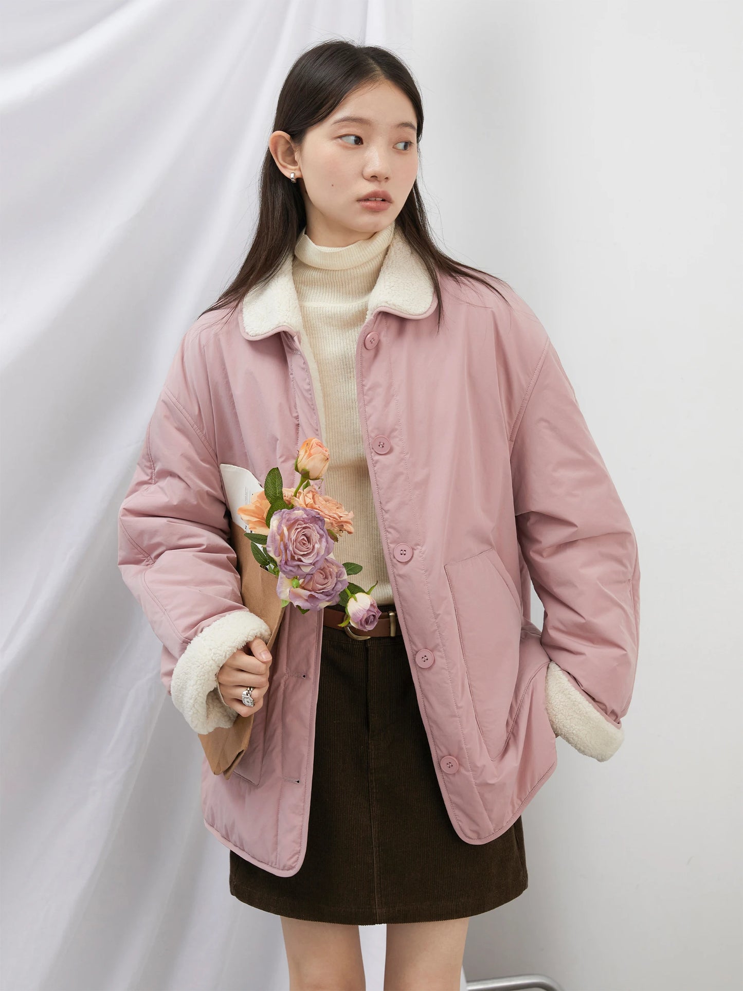 CHIC VEN New Korean Women Parkas Single Breasted Loose Casual Thick Female Jacket Reversible Coat Winter 2025
