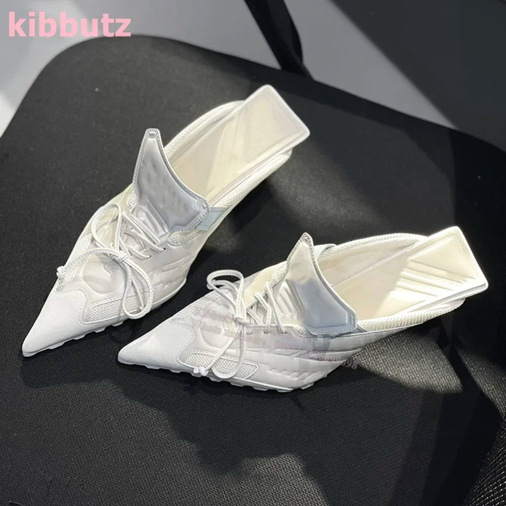 Suede Satin Slipper Pumps Mixed Color Pointed Toe Round Heels Slip-On Fashion Elegant Sexy Concise Women Sneakers Shoes Newest