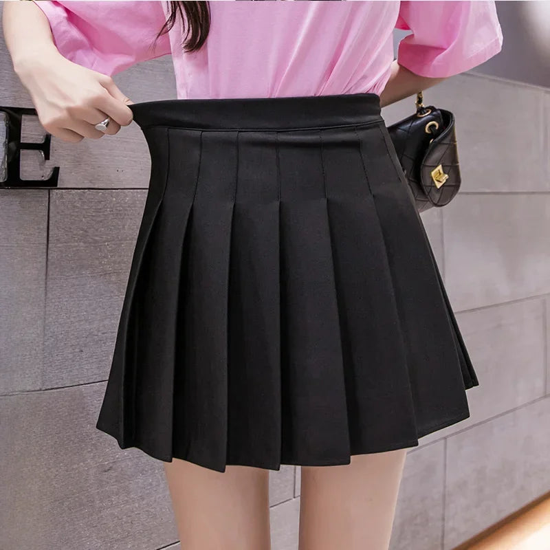 100-crotch Women Spring Summer Jk White A- crotch High-waist Short Skirt Autumn Winter Plaid Half-skirt