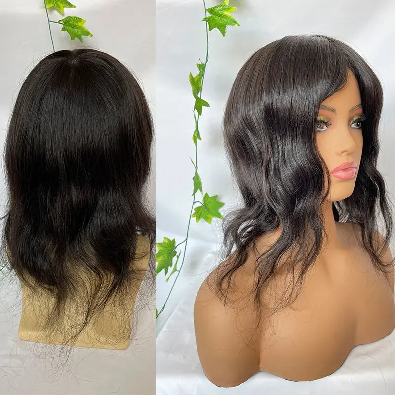 12 Inch Ultra Thin Skin Men Toupee Long V-loop Full PU Hair Replacement System For Men Wigs 10''x8'' Base 1B/40 Color