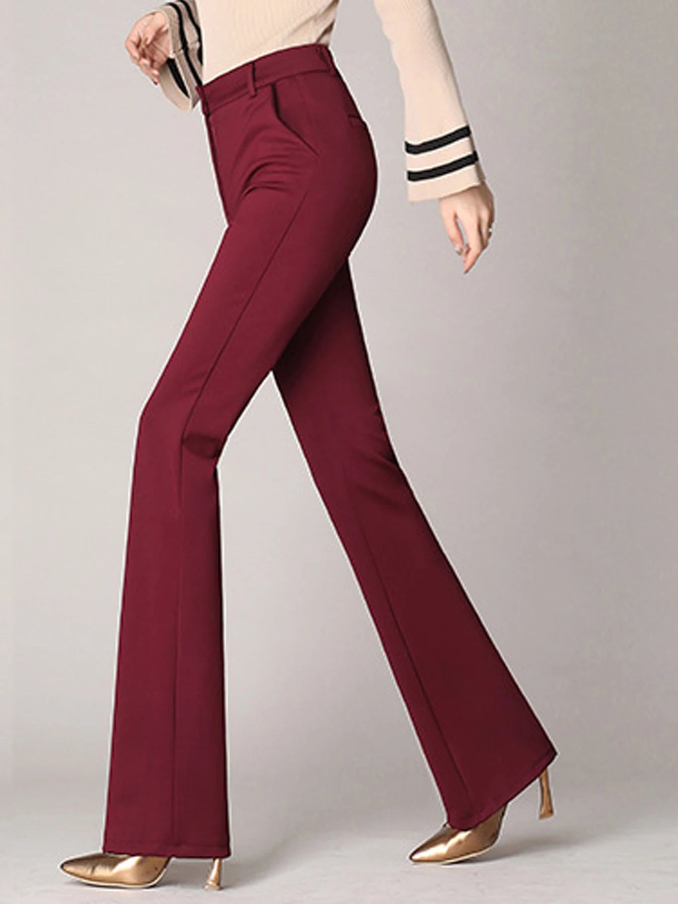 Ladies' business casual pants, comfortable office wear with pockets, elegant regular fit work pants