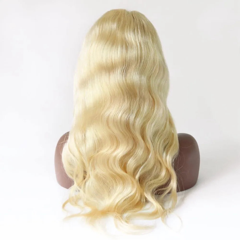 Silk Top Full Lace Wig Human Hair Light Blonde #613 Body Wave Remy Peruvian Hair Soft Silk Base Pre Plucked for Women