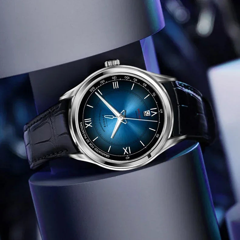 Borman Mens Automatic Watches Luxury Male Dress Watch Mechanical Wristwatch Fashion Waterproof Sapphire Gradient Dial Auto Date