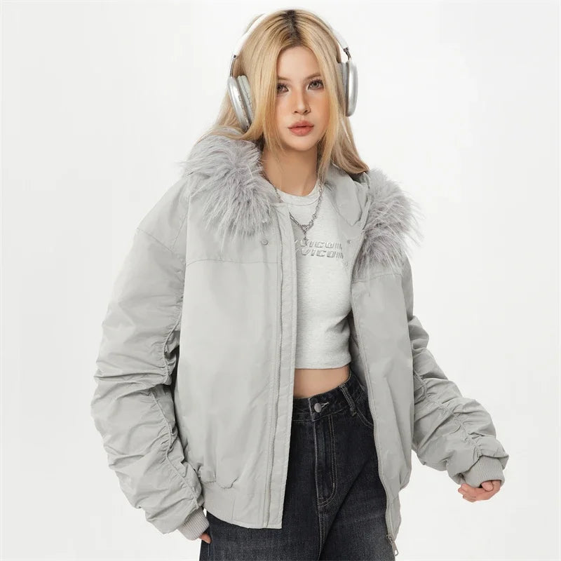 Women's Winter Down Jacket with Hood Female Winter 2024 Lightweight Padded Women Short Down Padding Jacket with Fur for Women