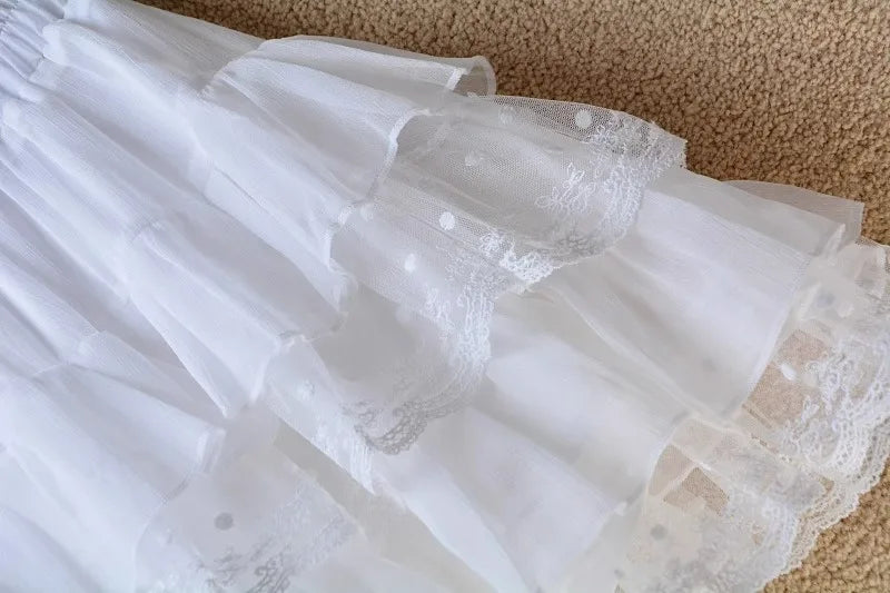 Short skirt white lace cake skirt skirt skirt female summer high waist thin a line skirt princess puffy skirt