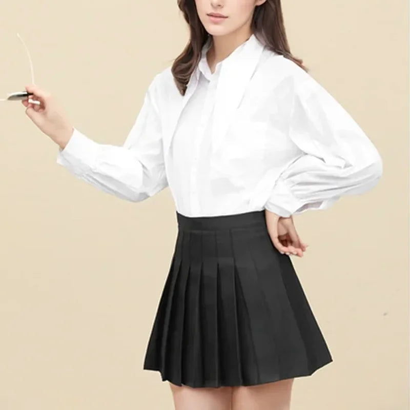 100-crotch Women Spring Summer Jk White A- crotch High-waist Short Skirt Autumn Winter Plaid Half-skirt