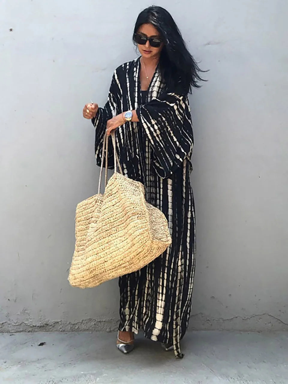 Beach Kimono for Women Swimsuit Cover-ups boho Fashion Tie-dye Tunic Cape Dress Summer Holiday Bikini Cover Up Pareo Robe