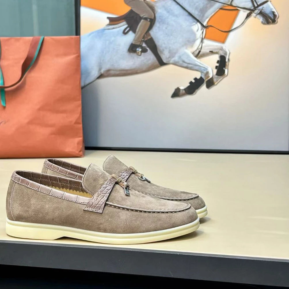 2025 women top quality Crocodile leather splicing cashmere leather low-top casual leather muller shoes flat loafers